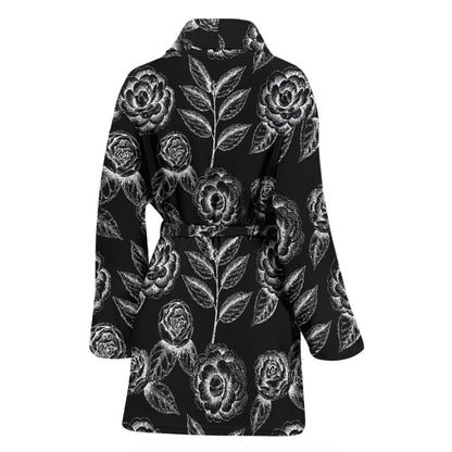 Camellia Pattern Print Design 02 Women Bathrobe