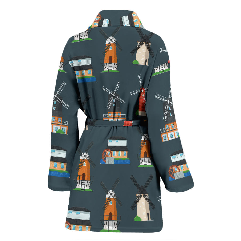 Windmill Pattern Print Design 04 Women Bathrobe