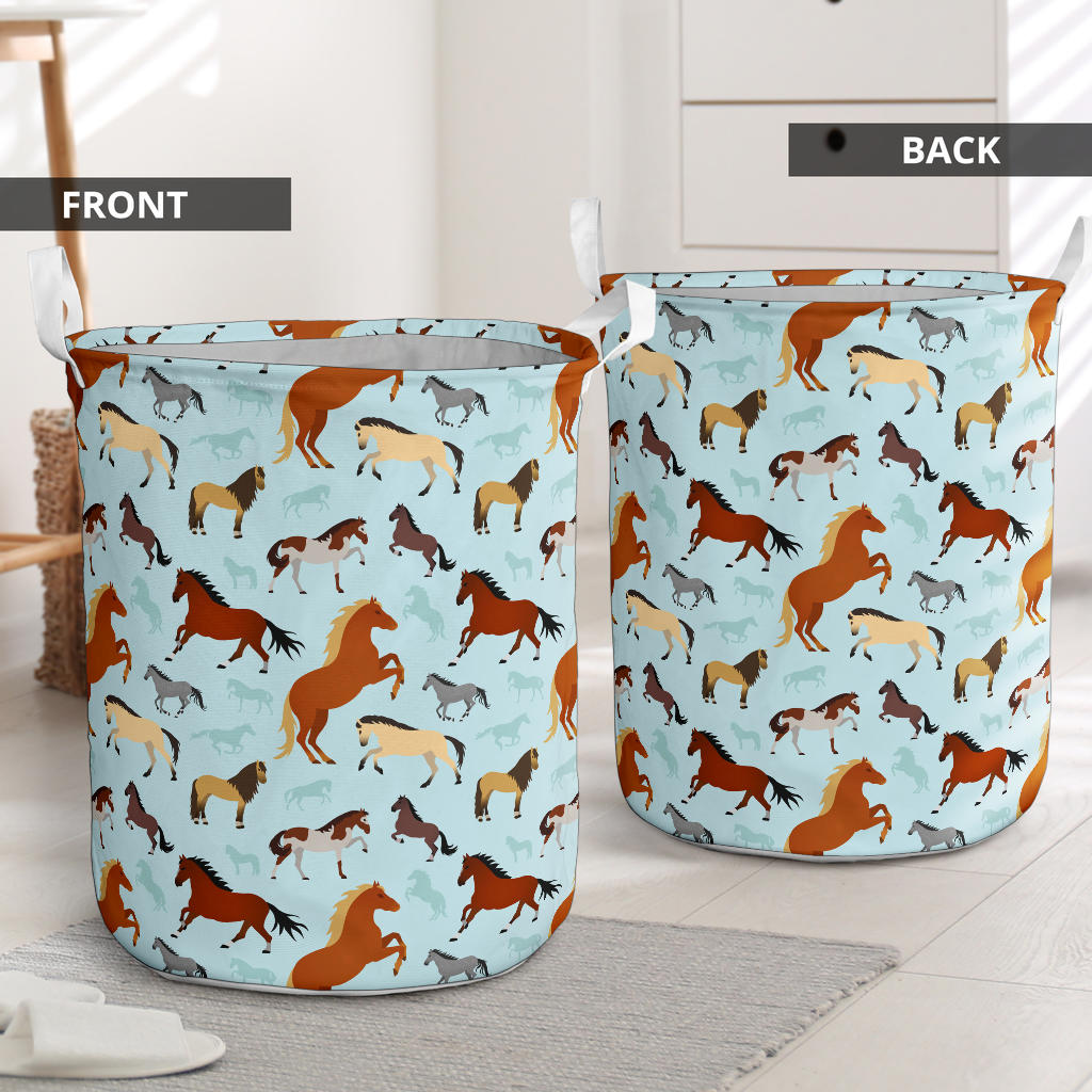 Horse Cute Themed Pattern Print Laundry Basket