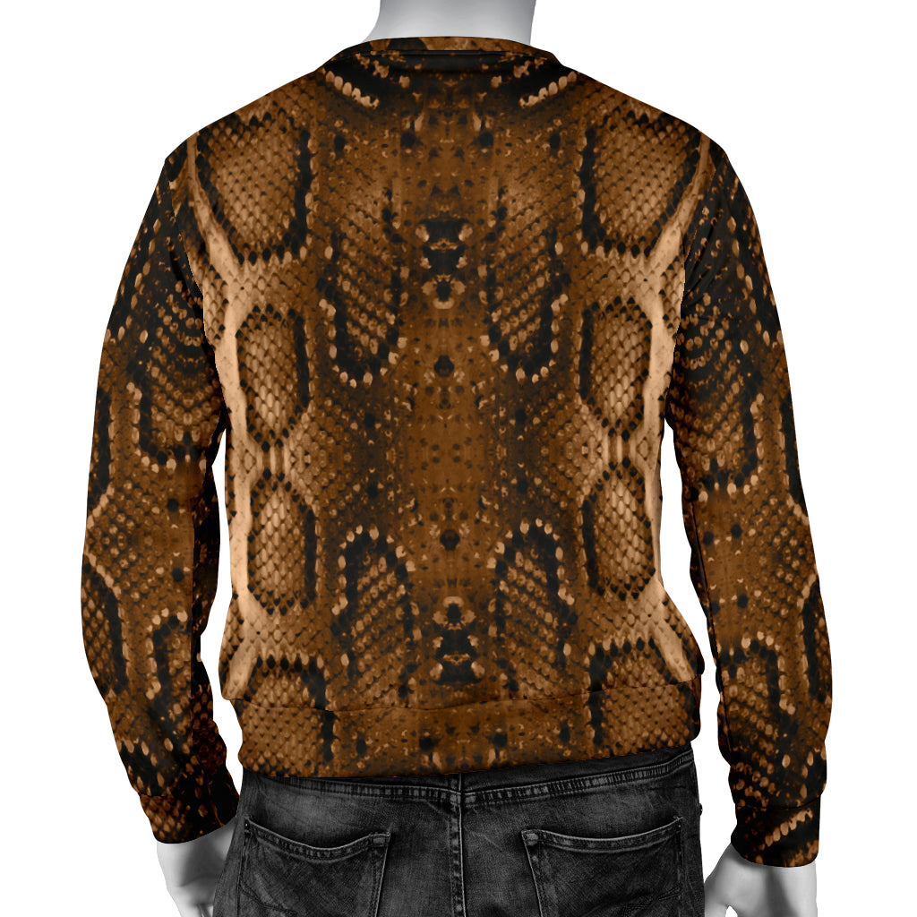 Snake Skin Brown Print Men Long Sleeve Sweatshirt
