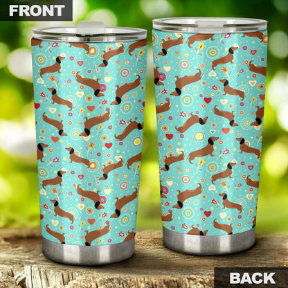 Dachshund with Floral Print Pattern Tumbler