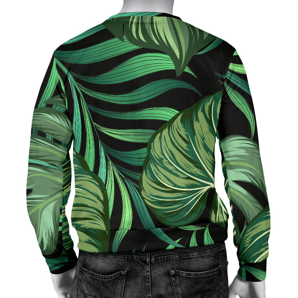 Green Fresh Tropical Palm Leaves Men Long Sleeve Sweatshirt
