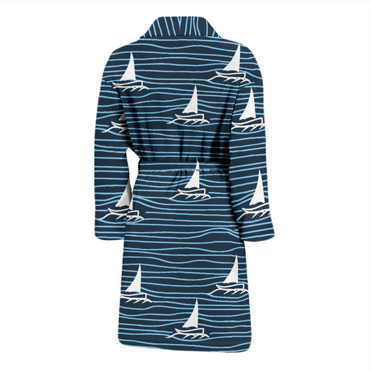Sailboat Print Design LKS303 Men Bathrobe