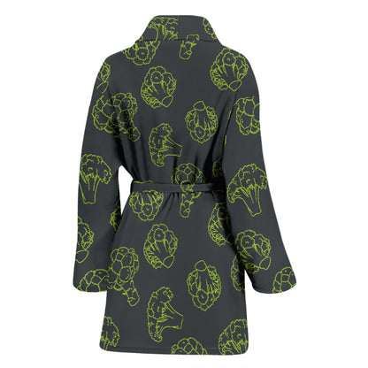 Broccoli Pattern Print Design 01 Women Bathrobe