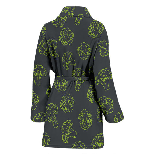 Broccoli Pattern Print Design 01 Women Bathrobe