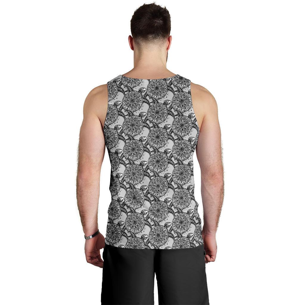 Tribal Turtle Polynesian Themed Print Men Tank Top