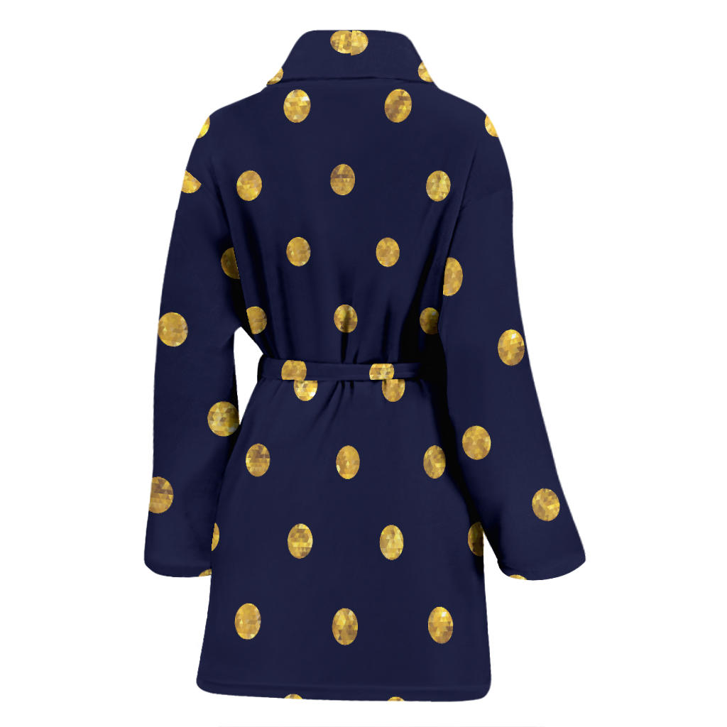 Polka Dot Gold Blue Pattern Print Design 02 Women Bathrobe