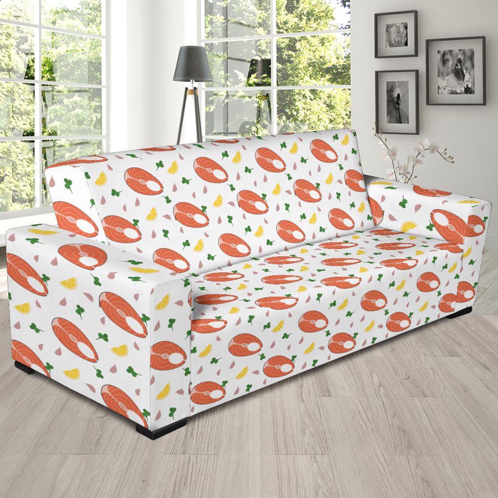 Salmon Steak Print Design LKS303 Sofa Slipcover