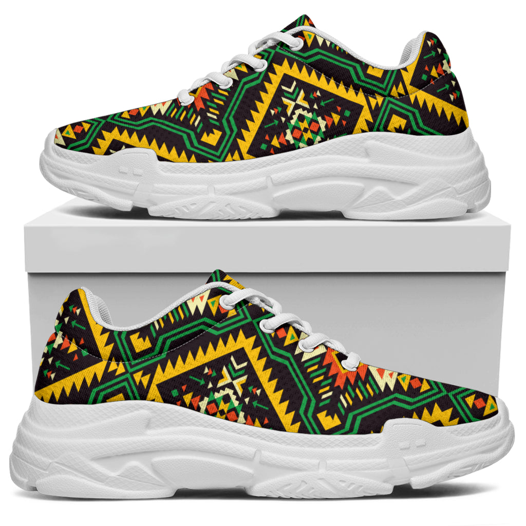 Kente Green Design African Print Chunky Sneakers