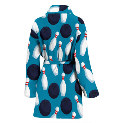 Bowling Pin Pattern Print Design 010 Women Bathrobe