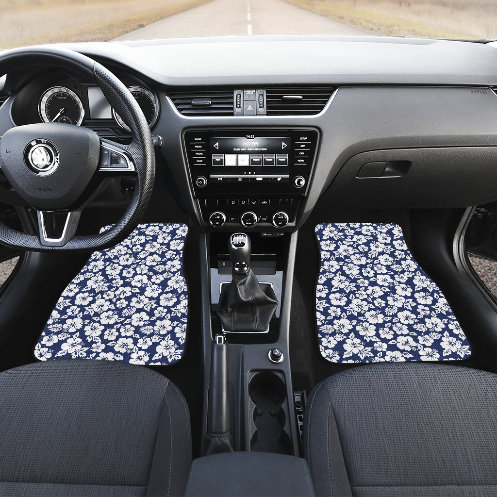 Hibiscus Blue Hawaiian Flower Style Car Floor Mats Front Back
