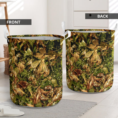 Camo Realistic Tree Forest Texture Print Laundry Basket