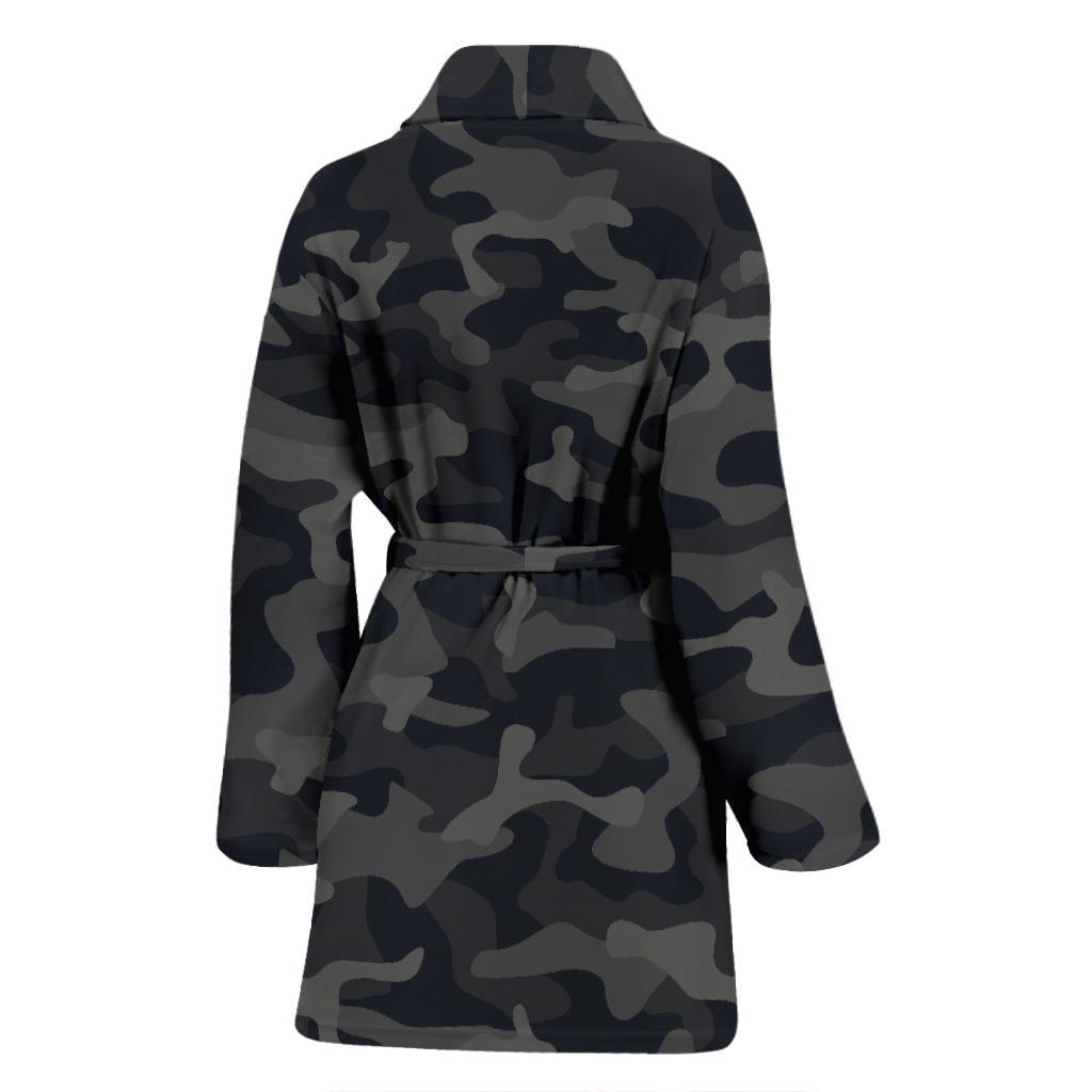 Camo Black Pattern Print Design 02 Women Bathrobe