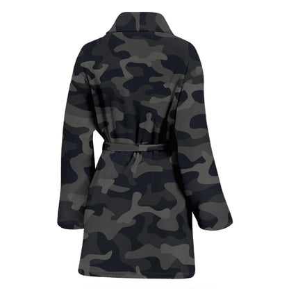 Camo Black Pattern Print Design 02 Women Bathrobe