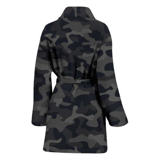 Camo Black Pattern Print Design 02 Women Bathrobe