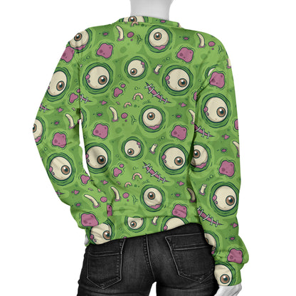Zombie Eyes Design Pattern Print Women Long Sleeve Sweatshirt