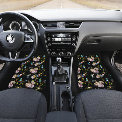 Hummingbird Flower Themed Print Car Floor Mats Front Back