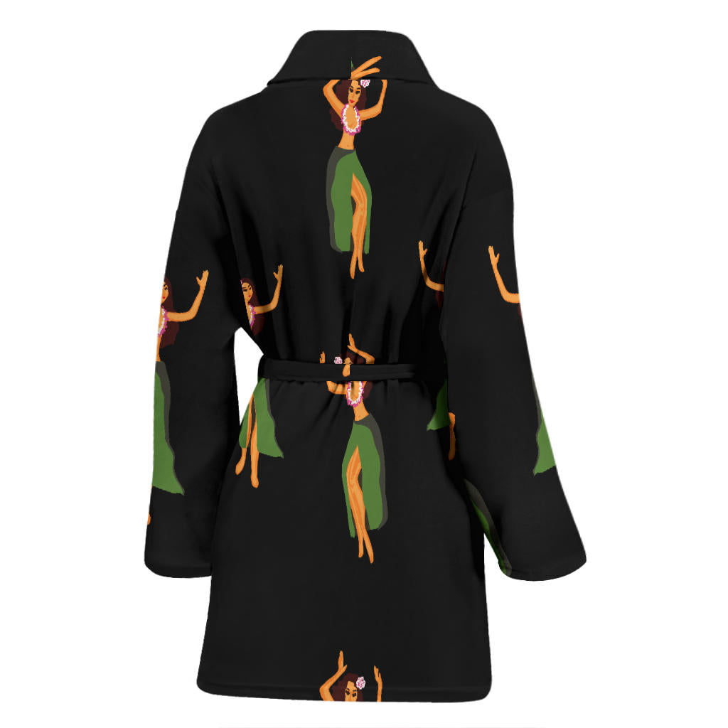 Hula Dancers Girl Pattern Print Design 01 Women Bathrobe