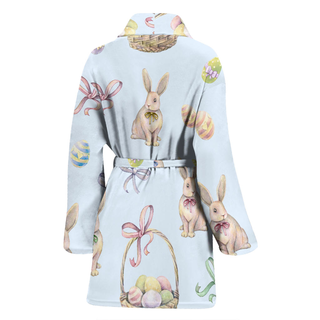 Rabbit Easter Eggs Pattern Print Design 03 Women Bathrobe