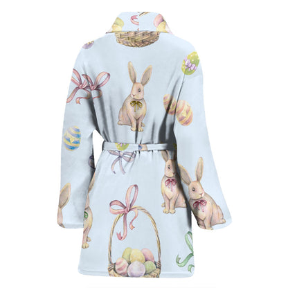 Rabbit Easter Eggs Pattern Print Design 03 Women Bathrobe