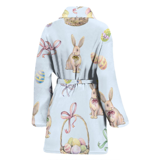 Rabbit Easter Eggs Pattern Print Design 03 Women Bathrobe