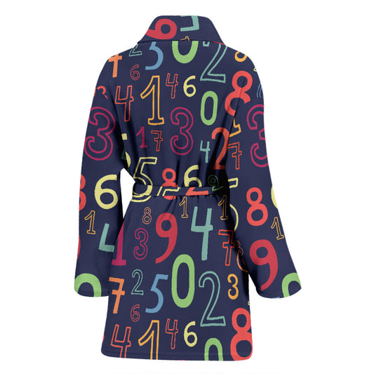 Number Pattern Print Design A01 Women Bathrobe