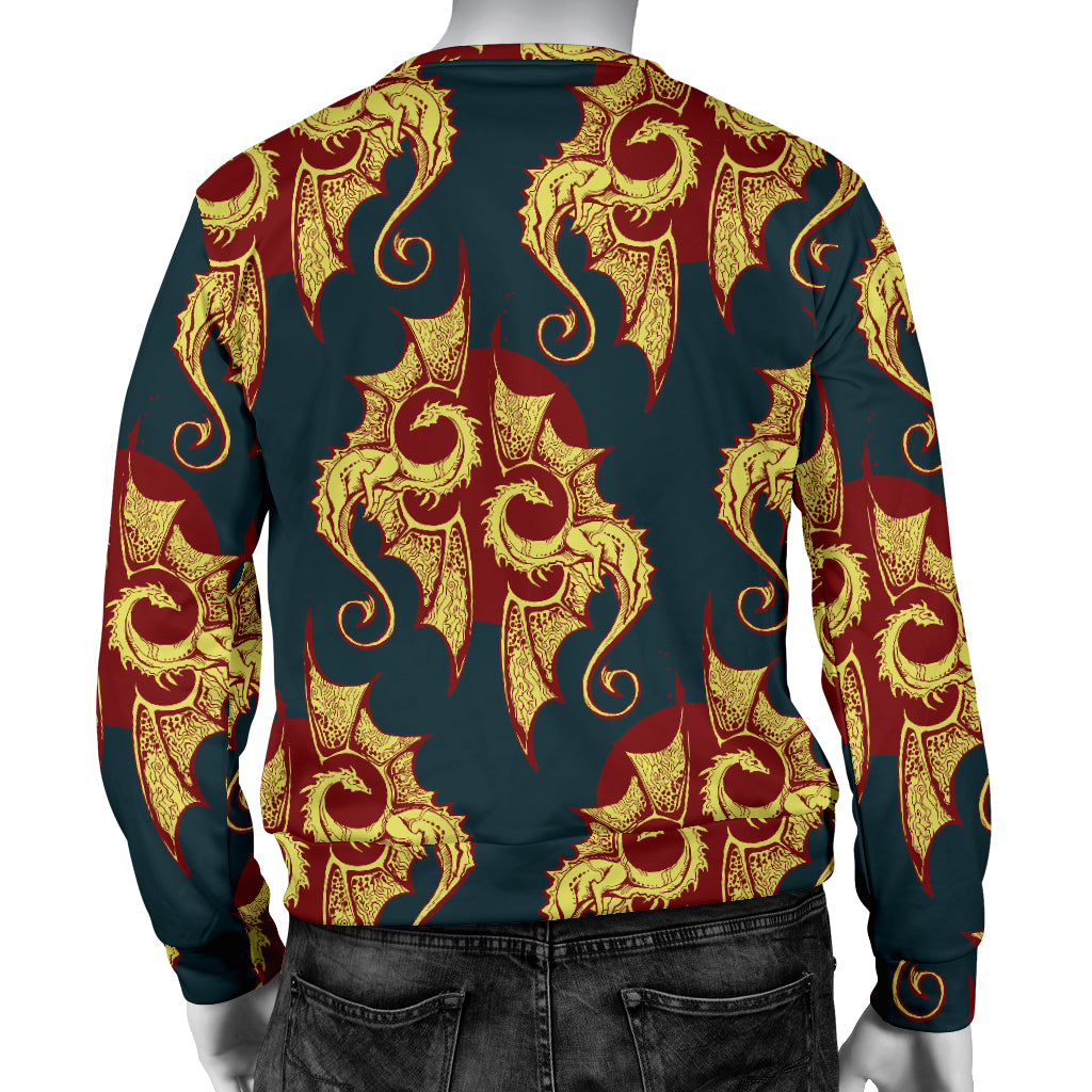 Dragons Gold Design Pattern Men Long Sleeve Sweatshirt