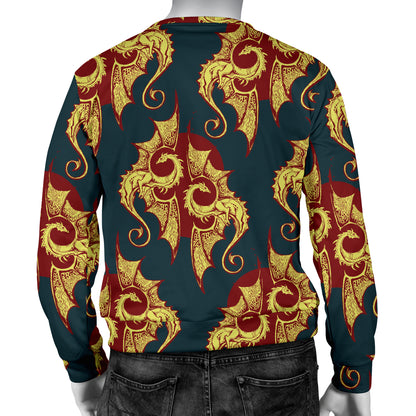 Dragons Gold Design Pattern Men Long Sleeve Sweatshirt