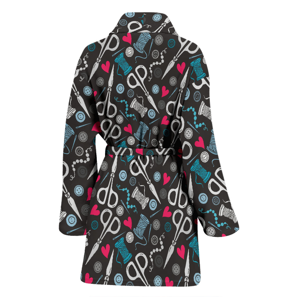 Sewing Equipment Print Design LKS305 Women Bathrobe