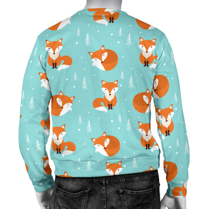 Fox Design Snow Print Pattern Men Long Sleeve Sweatshirt