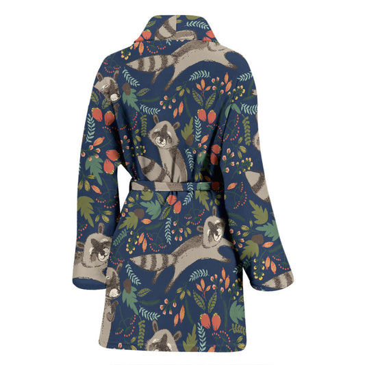 Raccoon Pattern Print Design A02 Women Bathrobe