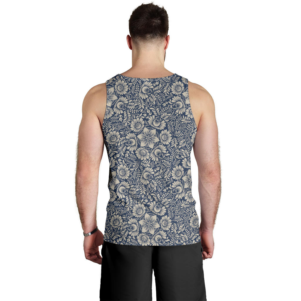 Elegant Floral Print Pattern Men Tank Top