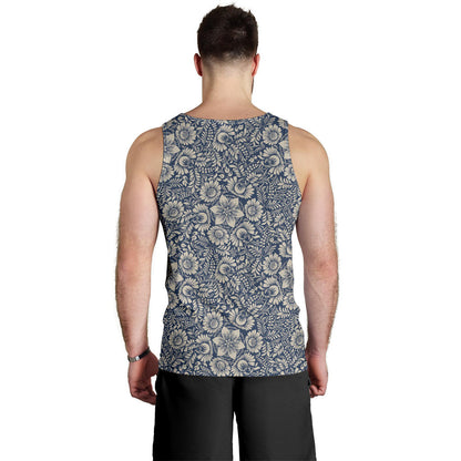 Elegant Floral Print Pattern Men Tank Top