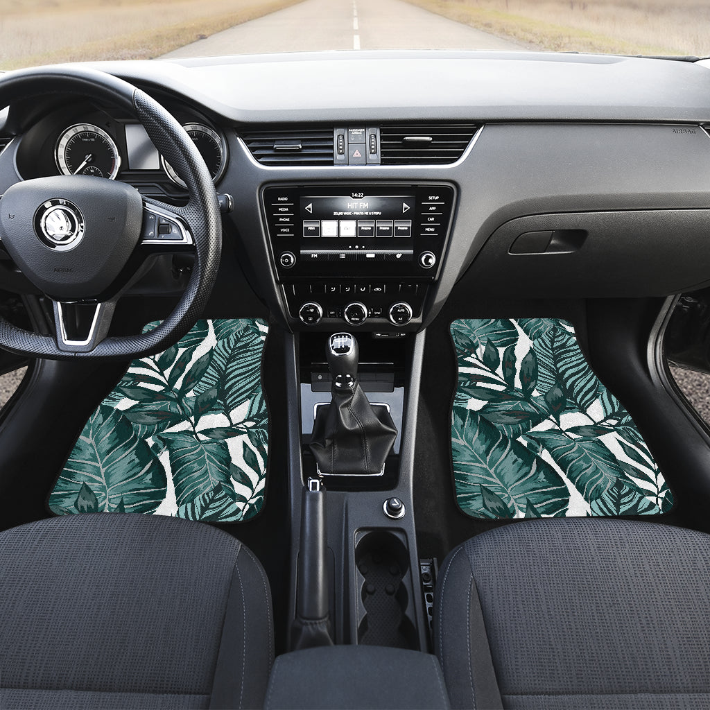 Tropical Palm Leaves Pattern Car Floor Mats Front Back