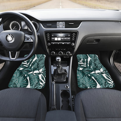 Tropical Palm Leaves Pattern Car Floor Mats Front Back