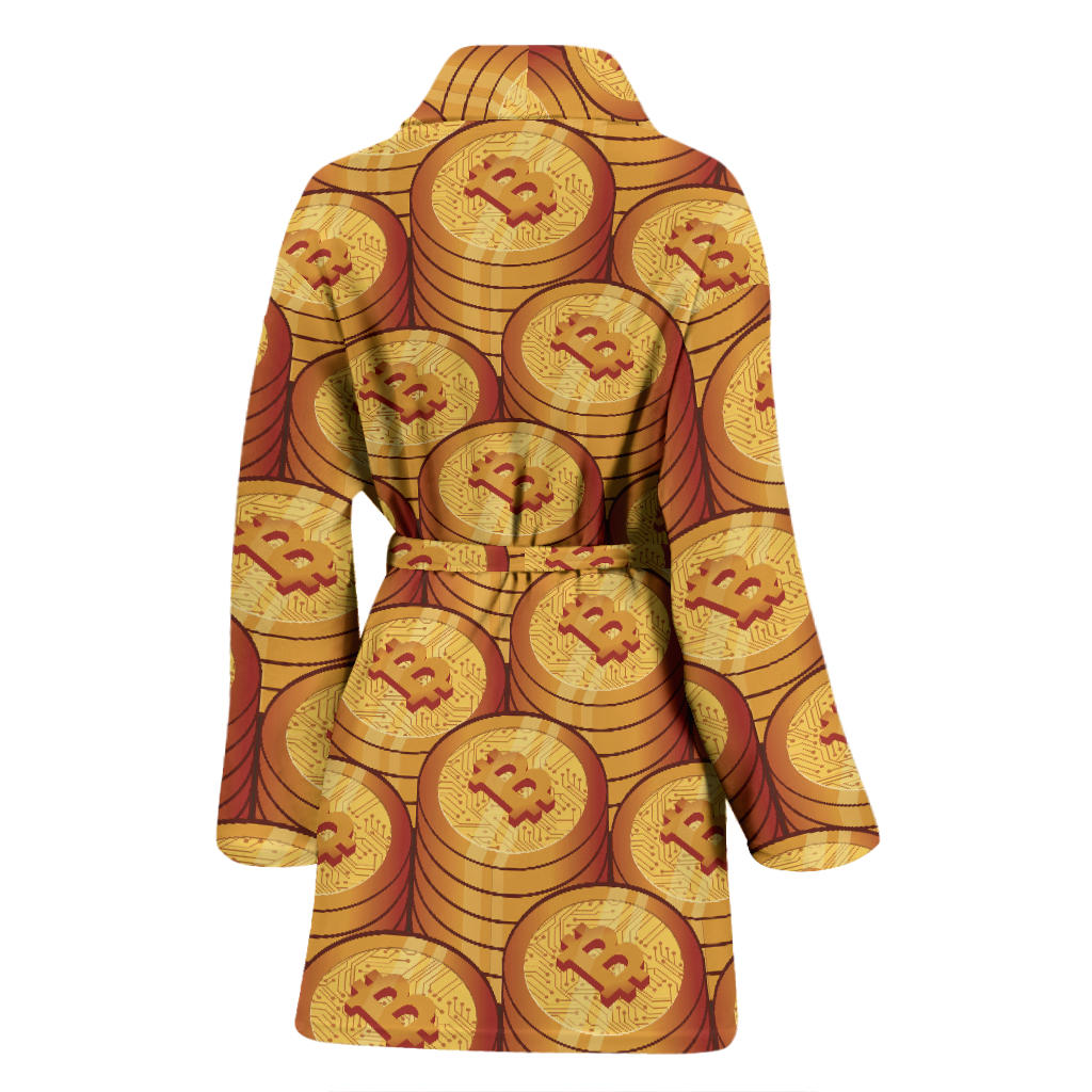 Bitcoin Pattern Print Design 02 Women Bathrobe