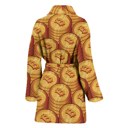 Bitcoin Pattern Print Design 02 Women Bathrobe