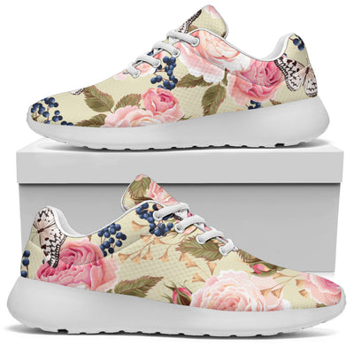 Floral Pink Butterfly Print Athletic Shoes