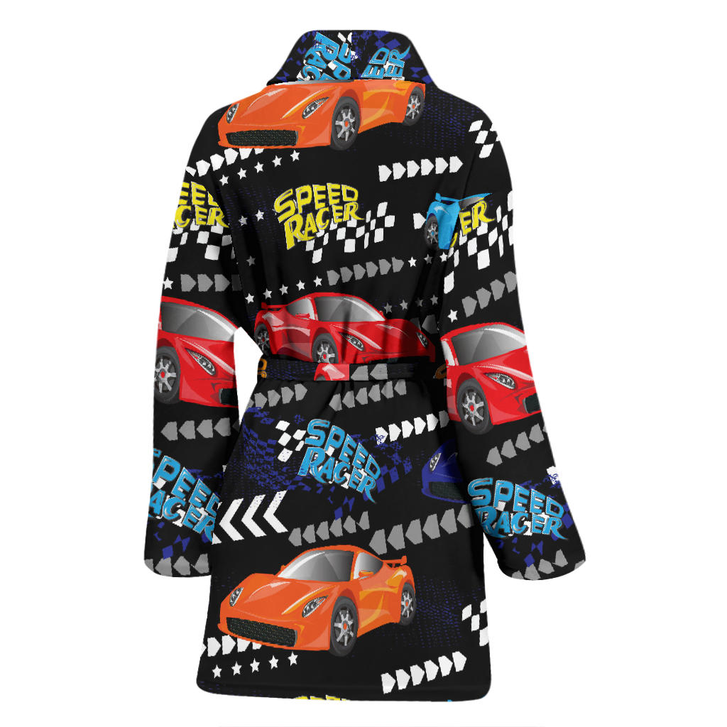 Racing Pattern Print Design A05 Women Bathrobe