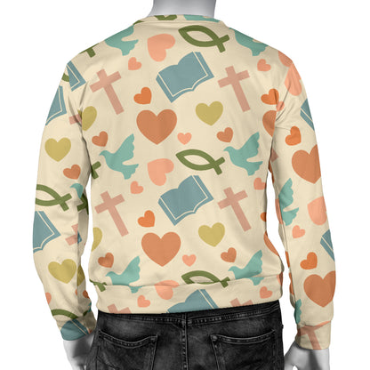 Christian Symbol Pattern Men Long Sleeve Sweatshirt