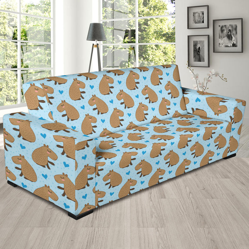 Capybara Pattern Print Design 01 Sofa Slipcover