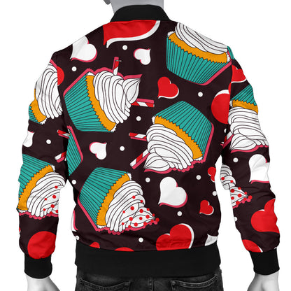 Cupcakes Heart Print Pattern Men Bomber Jacket