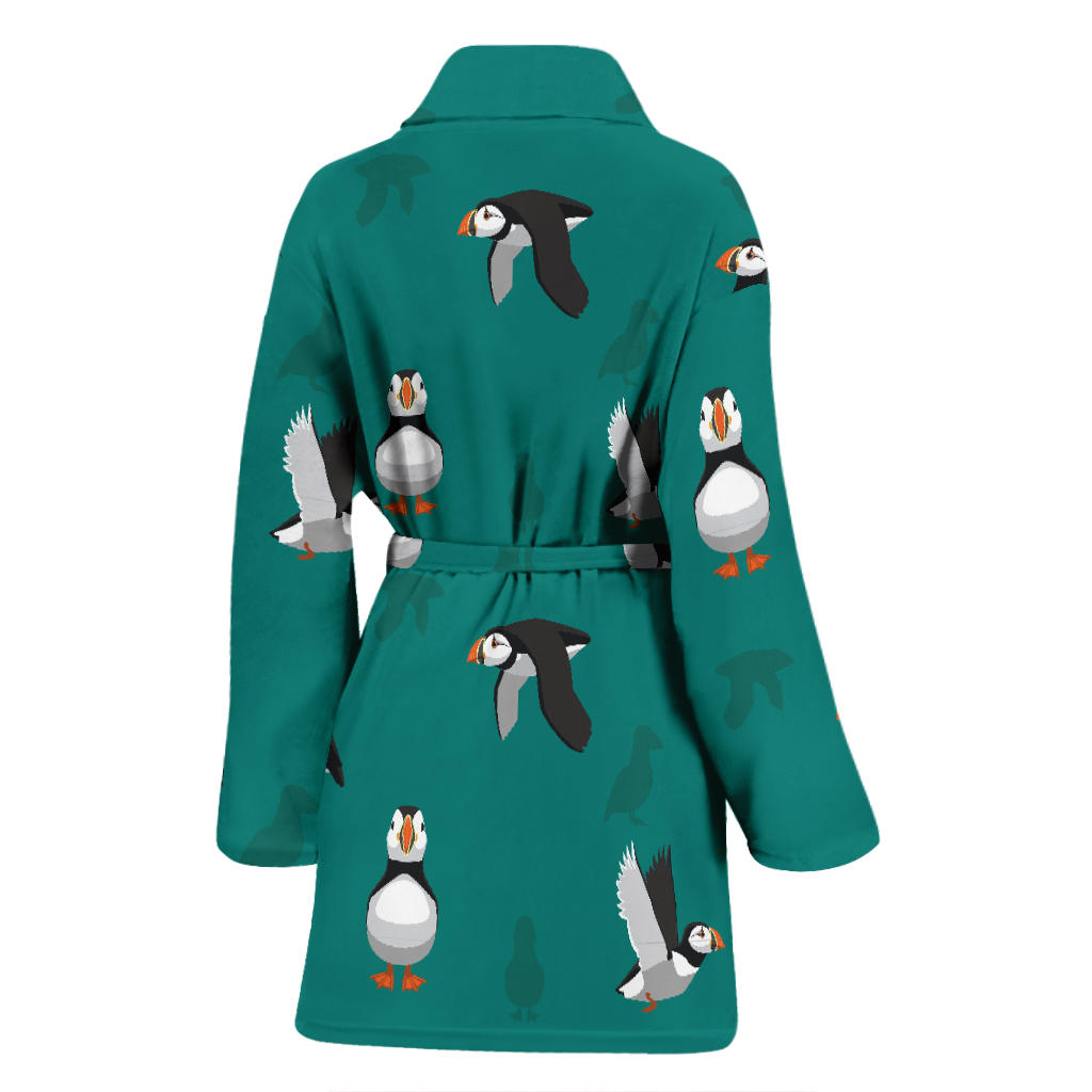 Puffin Pattern Print Design A02 Women Bathrobe