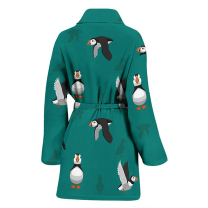 Puffin Pattern Print Design A02 Women Bathrobe