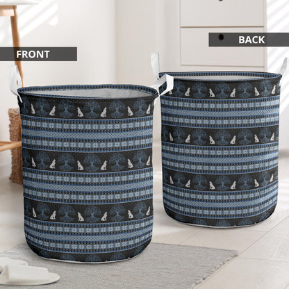 Wolf Tree of Life Knit Design Print Laundry Basket