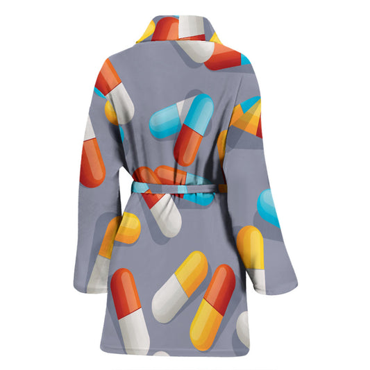 Pill Pattern Print Design A01 Women Bathrobe