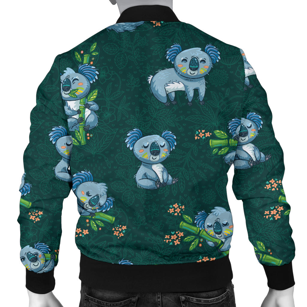 Koala Blue Design Print Men Bomber Jacket