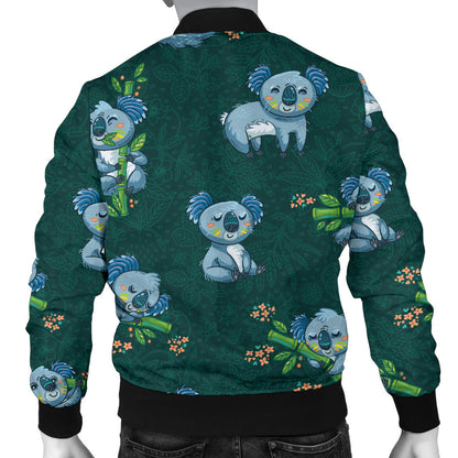 Koala Blue Design Print Men Bomber Jacket