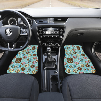 Emoji Donut Print Pattern Car Floor Mats Front Back