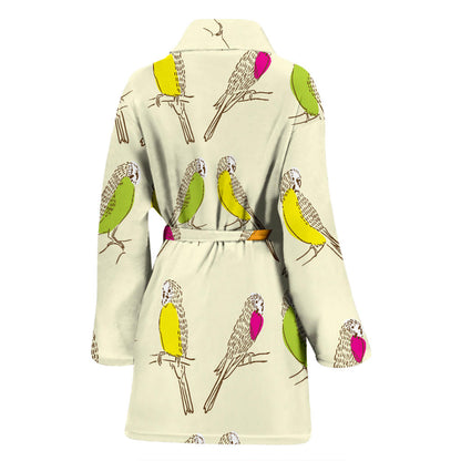 Parakeet Pattern Print Design A01 Women Bathrobe